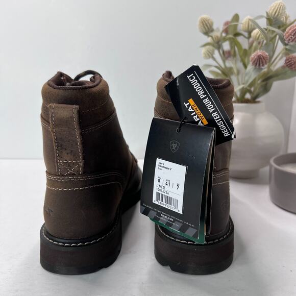 Ariat Groundbreaker 6" Work Boots Lace Up Distressed Leather Brown Men's 8D NWOB - Picture 4 of 10